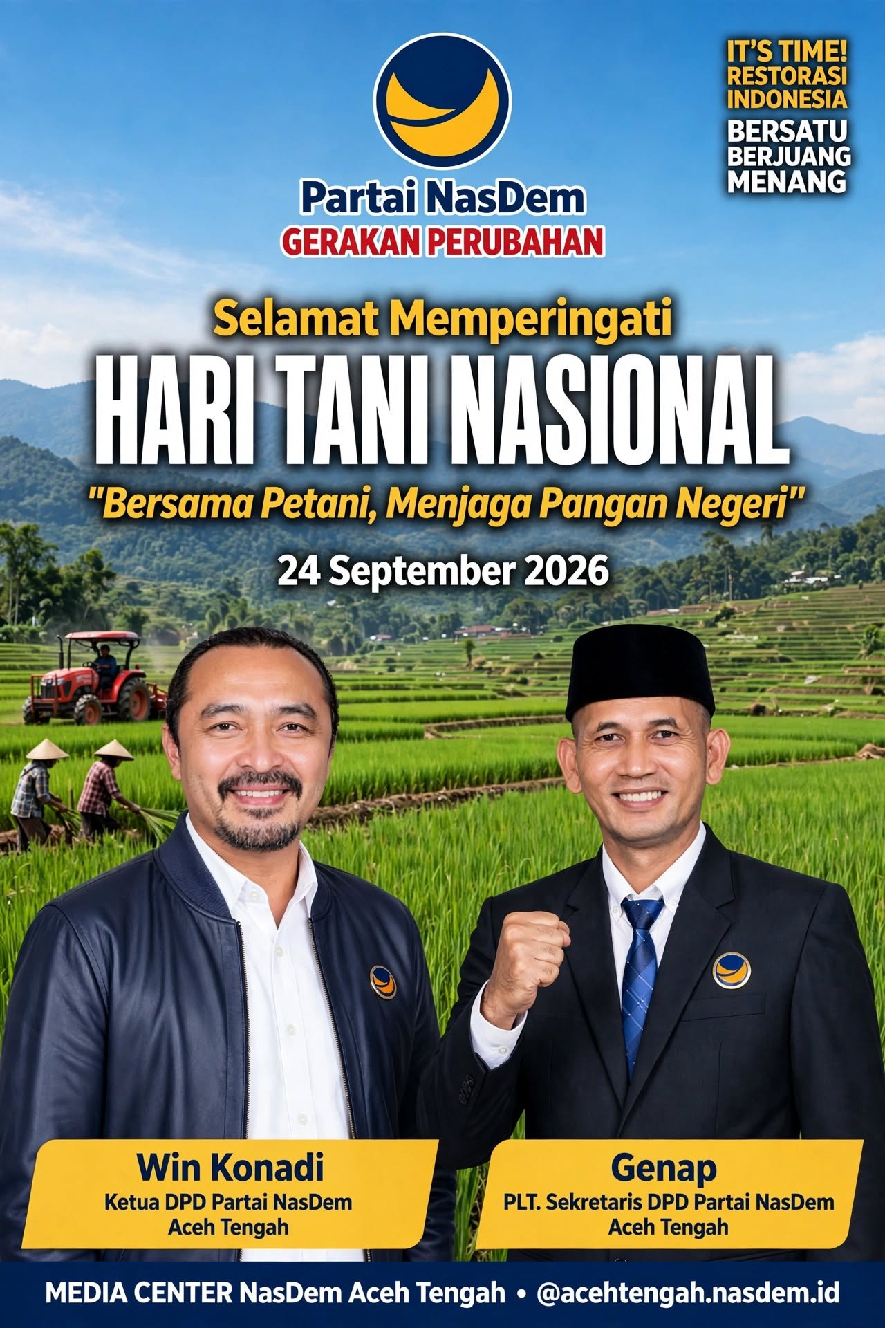 Hari Tani Nasional: NasDem Aceh Tengah Tegaskan Kemandirian Pangan adalah Harapan Kita Semua